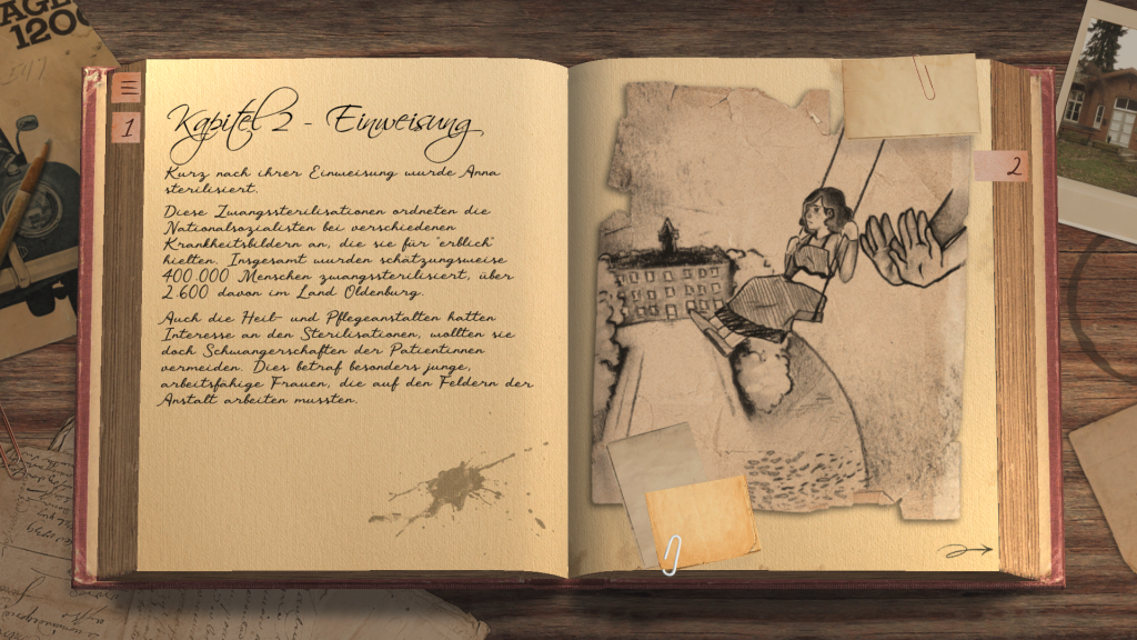 Screenshot, Game "Spuren auf Papier"